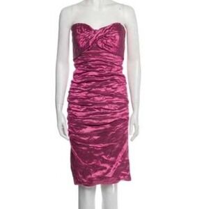 NEW Nicole Miller Collection Ruched Fitted Dress Cocktail Party 6 Raspberry $405